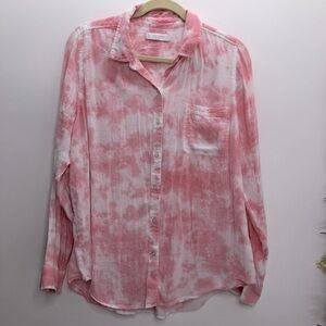 Lucky Brand pink tie dye button up shirt